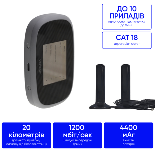 Комплект 4G інтернету  в авто за місто 1.2 Гбіт/с Novatel 8000 + MIMO антени 16 дБ