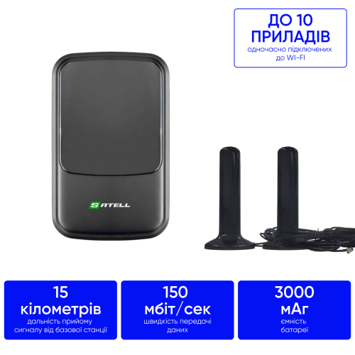 Комплект 4G інтернету  в авто за містом 150 мб/с Satel 3000 + антени MIMO 16 дб